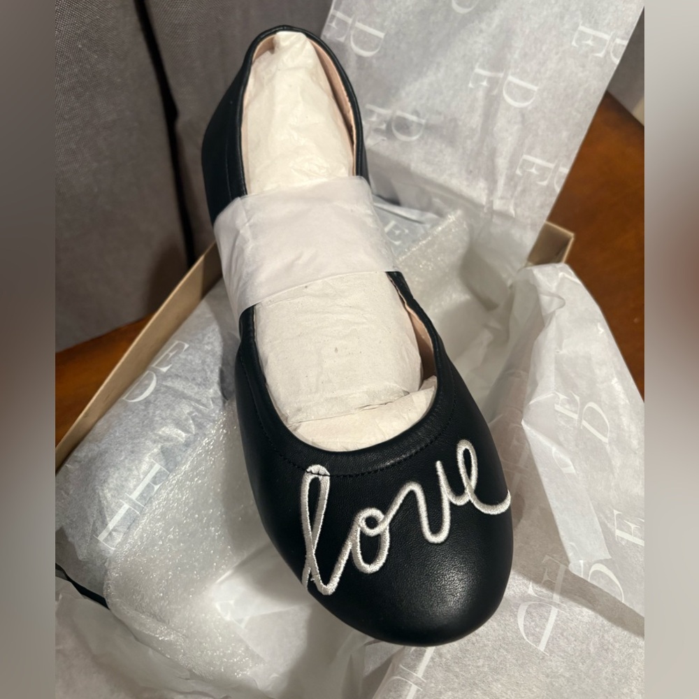 NIB Ellen Degeneres Black “Love”Ballet Style Flats
